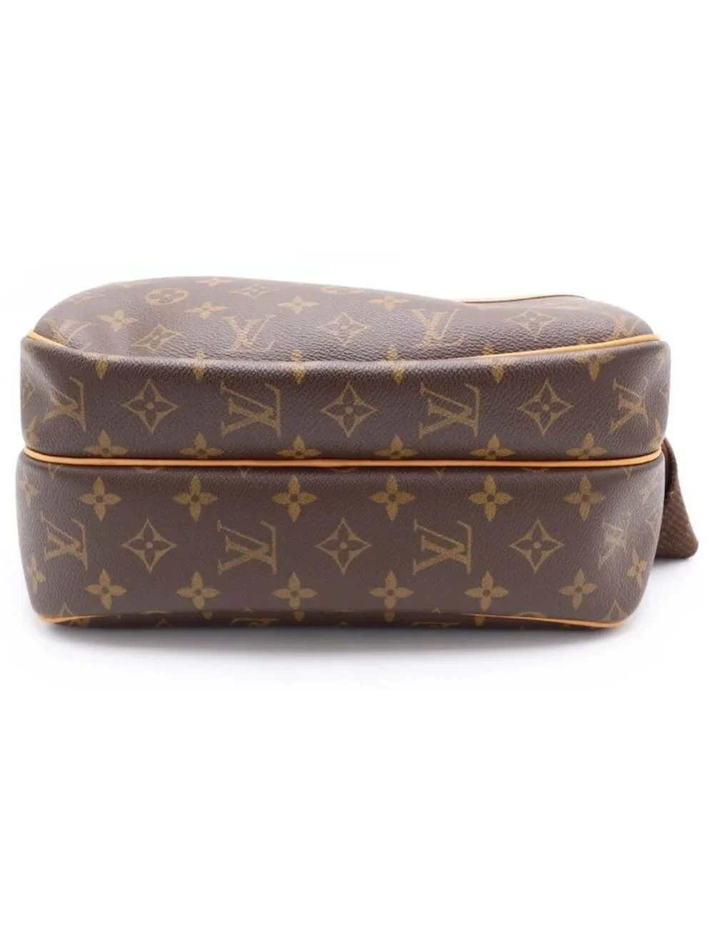 Louis Vuitton Monogram Reporter PM Shoulder Bag Brown Leather Gold